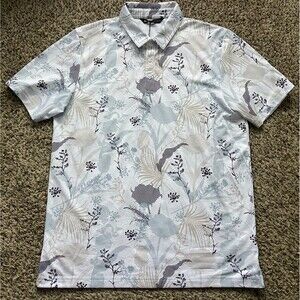 Travis Mathew Polo Shirt Mens Large White Tropical Fusion Golf Casual NEW